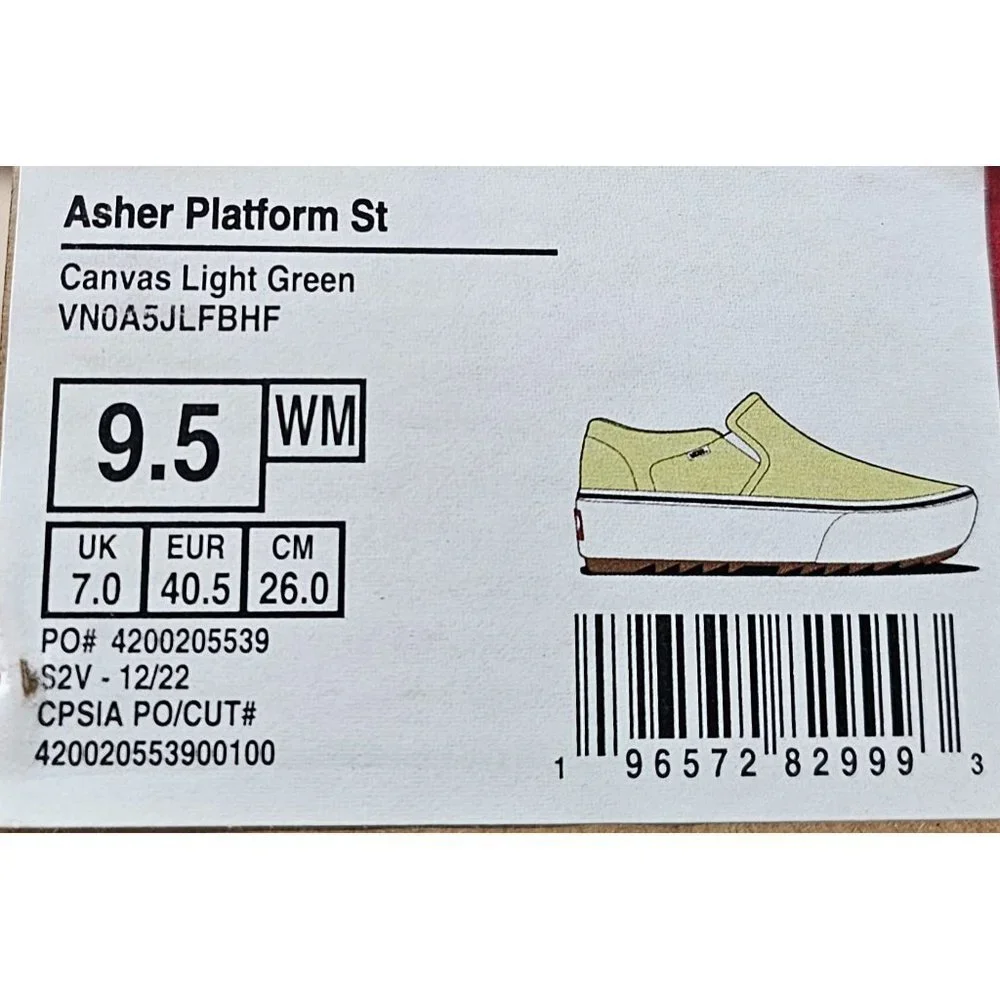 Vans Asher Platform St Canvas Light Green Women's Shoes Size 9.5 - Picture 11 of 11